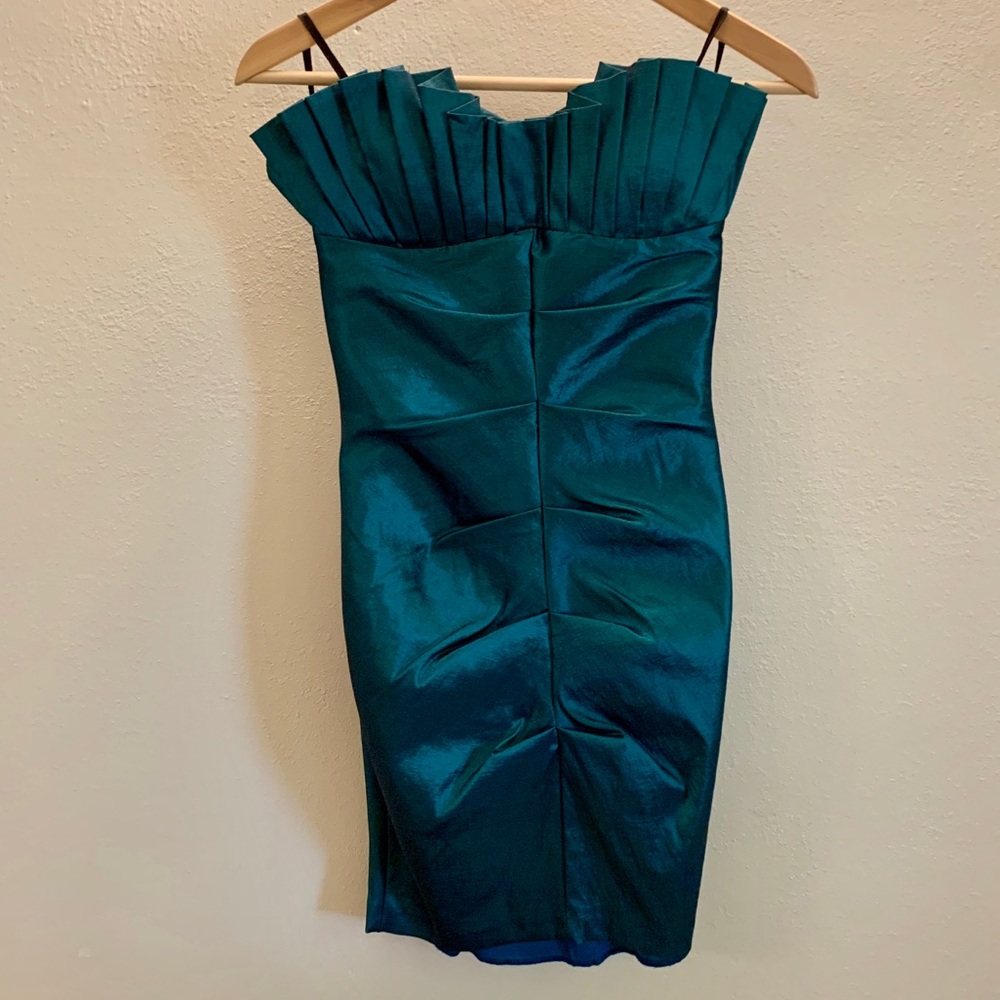 Mystic Strapless Teal Mini Dress